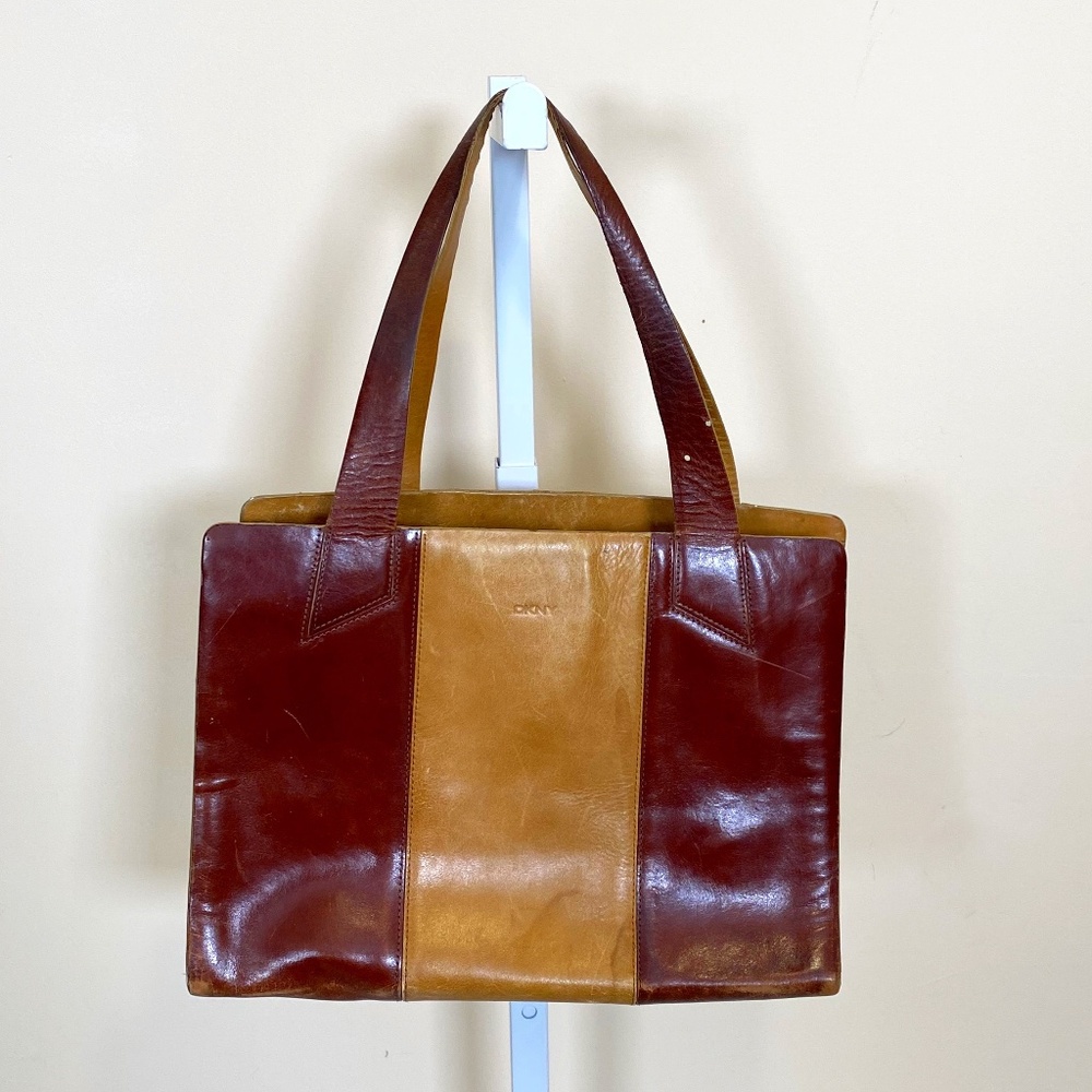 DKNY 90's  brown two toned leather tote